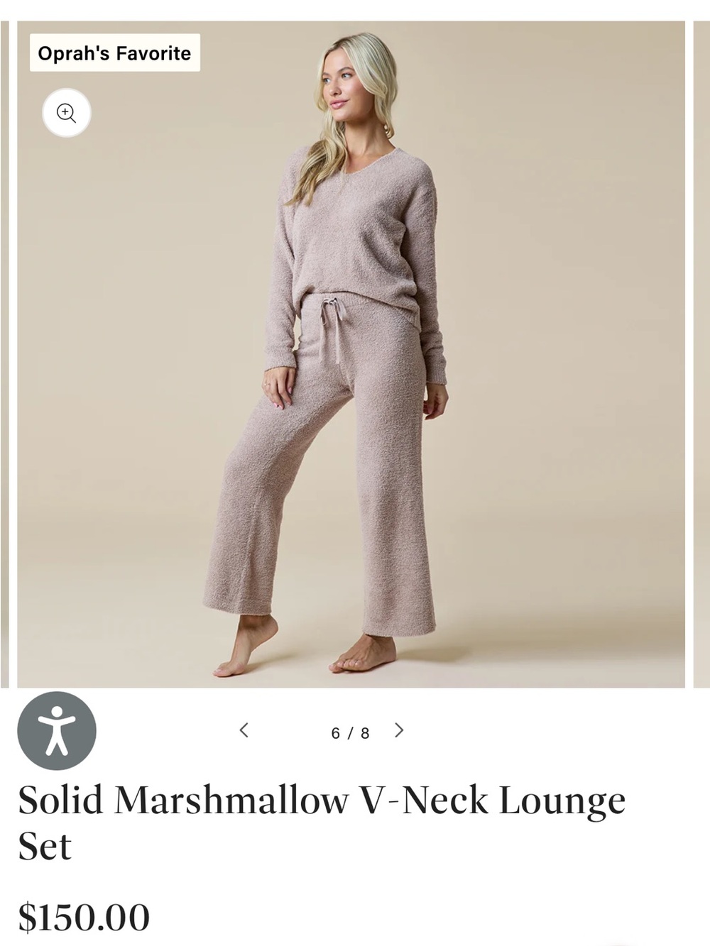 Solid Marshmallow V-Neck Lounge Top - Marshmallow